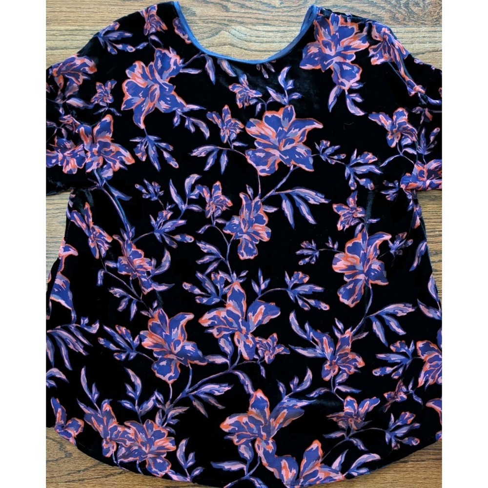 Sundance Purple Burnout Velvet Floral Vine Top Balloon Sleeve Boho Sz PS Witchy - Picture 7 of 9